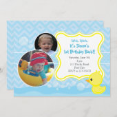 ゴムダッキー（アヒルちゃん）誕生日招待状（2枚） 招待状 (正面/裏面)