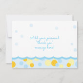 ゴムダッキー(アヒルちゃん)赤ちゃんシャワーありがとう青と黄色 サンキューカード (裏面)