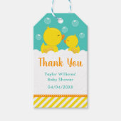 ゴムダッキー(アヒルちゃん)赤ちゃんシャワーイエローグリーンありがとう ギフトタグ (正面)