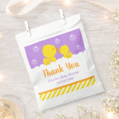 ゴムダッキー（アヒルちゃん）赤ちゃんシャワーイエローパープルありがとう フェイバーバッグ (クリップ留めされた状態)