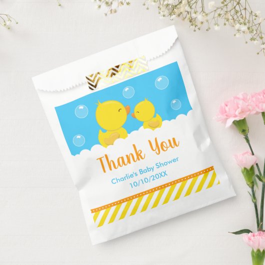 ゴムダッキー（アヒルちゃん）赤ちゃんシャワーイエローブルーありがとう フェイバーバッグ (封をした状態)