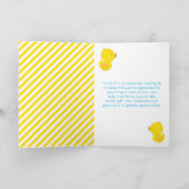 ゴムダッキー(アヒルちゃん)赤ちゃんシャワー黄色と青 サンキューカード (内部)