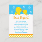 ゴムダッキー(アヒルちゃん)黄および青のブックリクエスト エンクロージャーカード (正面)