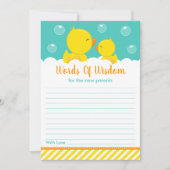 ゴムダッキー(アヒルちゃん)黄緑の知恵の言葉 招待状 (正面)