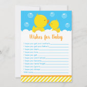 ゴムダッキー(アヒルちゃん)黄色と青の願いベビー 招待状 (正面)
