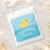 ゴムダッキー（アヒルちゃん）1st誕生日パーティーキッズベビー フェイバーバッグ (クリップ留めされた状態)