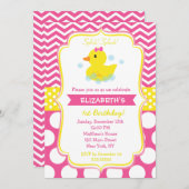 ゴムダックバースデーパーティ招待状ガール 招待状 (正面/裏面)