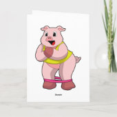 ゴムバンドをつけたフィットネスの豚 カード (裏面)
