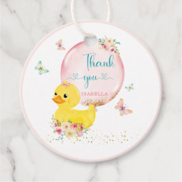 ゴムパーソナライズされたダッキー（アヒルちゃん）ガールファーストメッセージカード フェイバータグ
