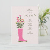 ゴムブーツ花瓶ウェディングシャワー招待状 招待状 (スタンド正面)
