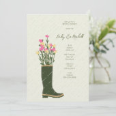 ゴムブーツ花瓶ウェディングシャワー招待状 招待状 (スタンド正面)