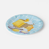 ゴムモダンダッキー(アヒルちゃん)バブル赤ちゃんシャワー ペーパープレート (アングル)