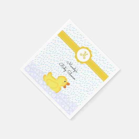 ゴムモノグラムのダッキー(アヒルちゃん)ベビーシャワーナプキン スタンダードカクテルナプキン (角)