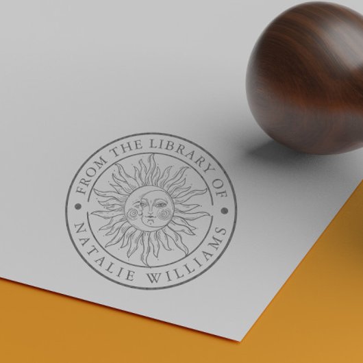 ゴム印の図書館から太陽の月 ラバースタンプ