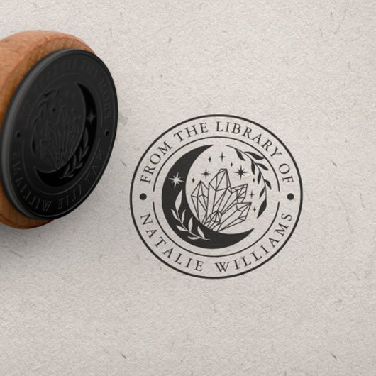 ゴム印の図書館のクリスタルムーン ラバースタンプ