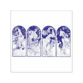 ゴム印：ミュシャ：季節 セルフインキングスタンプ