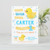ゴム製のあひるの1歳の誕生日招待状 招待状 (スタンド正面)