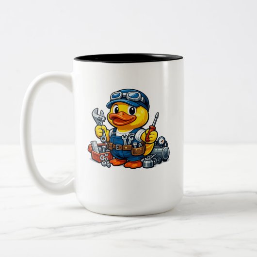 ゴム製のアヒルのメカニック ツートーンマグカップ (左)