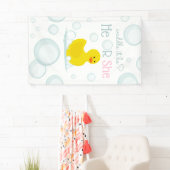 ゴム製のアヒルピンクの青いリビール垂直 横断幕 (インサイチュ)