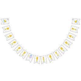 ゴム製のアヒル誕生日に気泡と紙吹雪 バンティングフラッグ