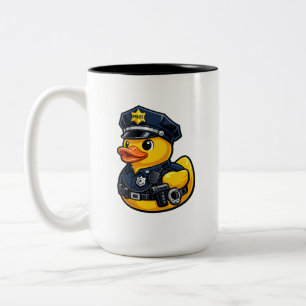 ゴム製のアヒル警察官 ツートーンマグカップ