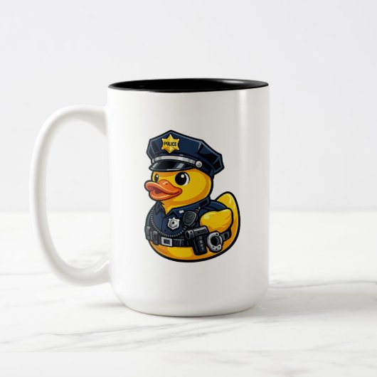 ゴム製のアヒル警察官 ツートーンマグカップ (左)
