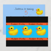 ゴム製の黄色いアヒル誕生日パーティーの招待状 招待状 (正面/裏面)