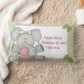 ゴム製アヒルとの緑の女の子のベビー象 ランバークッション (ブランケット)