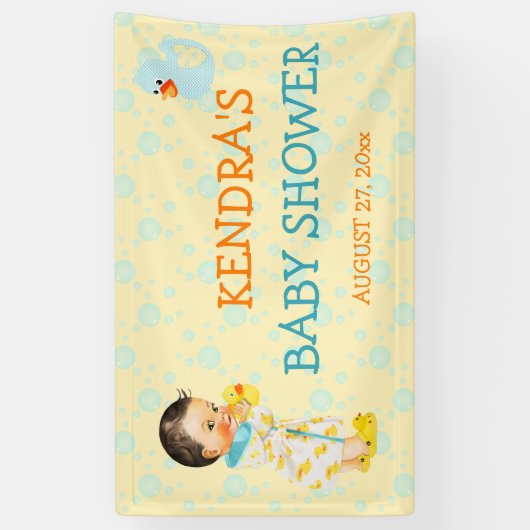 ゴム製アヒルのダッキーの泡男女兼用な黄色 横断幕 (縦)