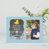 ゴム製アヒルのダッキーの泡誕生会の青 招待状 (スタンド正面)