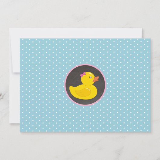 ゴム製アヒルのダッキーの泡誕生会の青 招待状 (裏面)