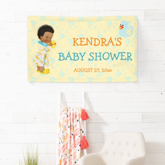 ゴム製アヒルのダッキーの男女兼用なアフリカ系アメリカ人 横断幕 (インサイチュ)