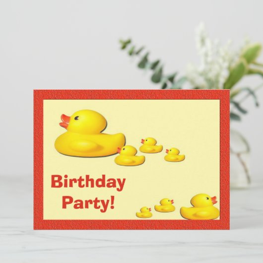 ゴム製アヒルの誕生日のパーティの招待状 招待状 (スタンド正面)