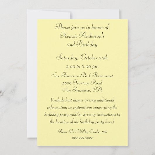 ゴム製アヒルの誕生日のパーティの招待状 招待状 (裏面)