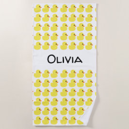 "ゴム製アヒル"のパーソナライズなビーチタオル ビーチタオル