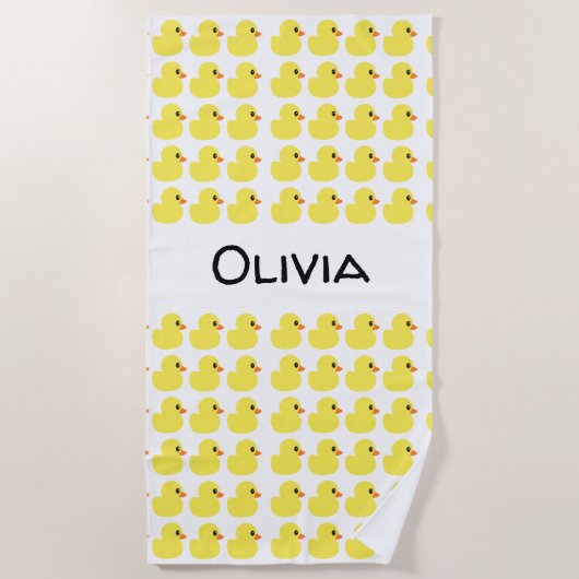 "ゴム製アヒル"のパーソナライズなビーチタオル ビーチタオル (正面)