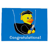 ゴム製ダッキーのお祝いの卒業 ラージペーパーバッグ (裏面)