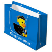 ゴム製ダッキーのお祝いの卒業 ラージペーパーバッグ (正面アングル)