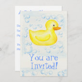 ゴム製ダッキーのベビーシャワーの招待 招待状 (正面/裏面)