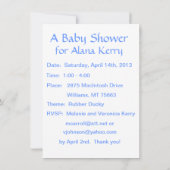 ゴム製ダッキーのベビーシャワーの招待 招待状 (裏面)