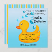 ゴム製ダッキーの誕生日の招待状 招待状 (正面/裏面)
