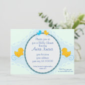 ゴム製ダッキー（アヒルちゃん）ベビーシャワーカード 招待状 (スタンド正面)