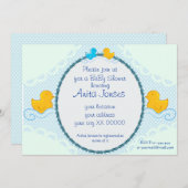 ゴム製ダッキー（アヒルちゃん）ベビーシャワーカード 招待状 (正面/裏面)