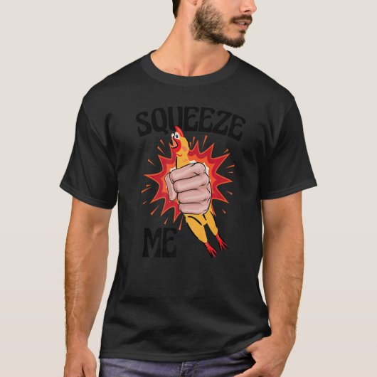 ゴム製ニワトリ 楽しい プレミアム Tシャツ (正面)