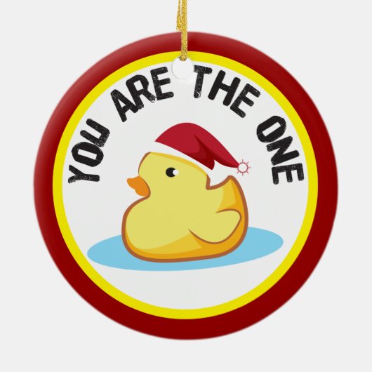 ゴム製duckie 1匹のクリスマスのオーナメントです セラミックオーナメント (裏面)