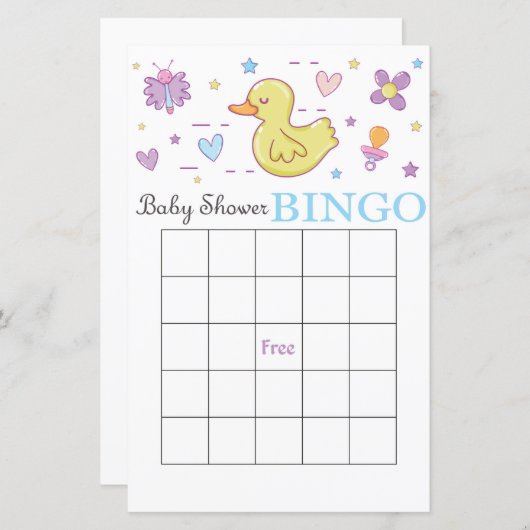 ゴム鴨の赤ちゃんシャワービンゴカード (正面/裏面)