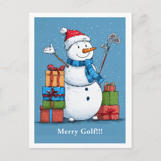 「ゴメリールフ!」 ゴルファー用のカスタマイズ可能なホリデーカード シーズンポストカード (正面)