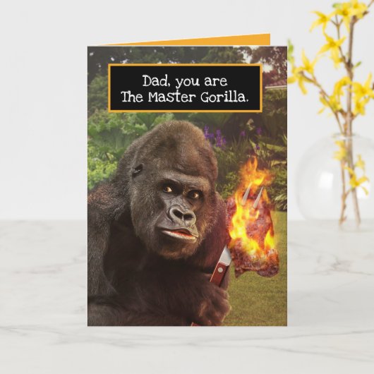 ゴリおもしろいラグリルマスター父の日 カード (黄色い花)