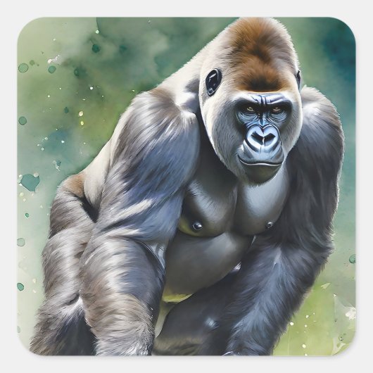 ゴリおもしろいラズ遊ゴルフ スクエアシール (正面)