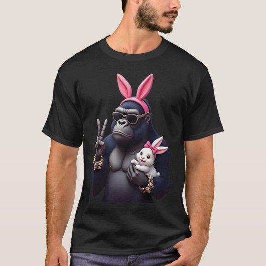 ゴリおもしろいラバニークールイースター、かわいい& Edgy A Tシャツ (正面)